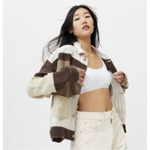 BDG urban outfitters linen luca patchwork brown motif  jacket  SZ M NWT orig$109